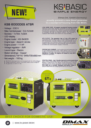 New diesel generator from K&S BASIC – KSB 6000DES ATSR