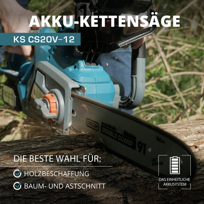 Cordless Chainsaw + Charger + 20V Battery KS CS20V-12 SET