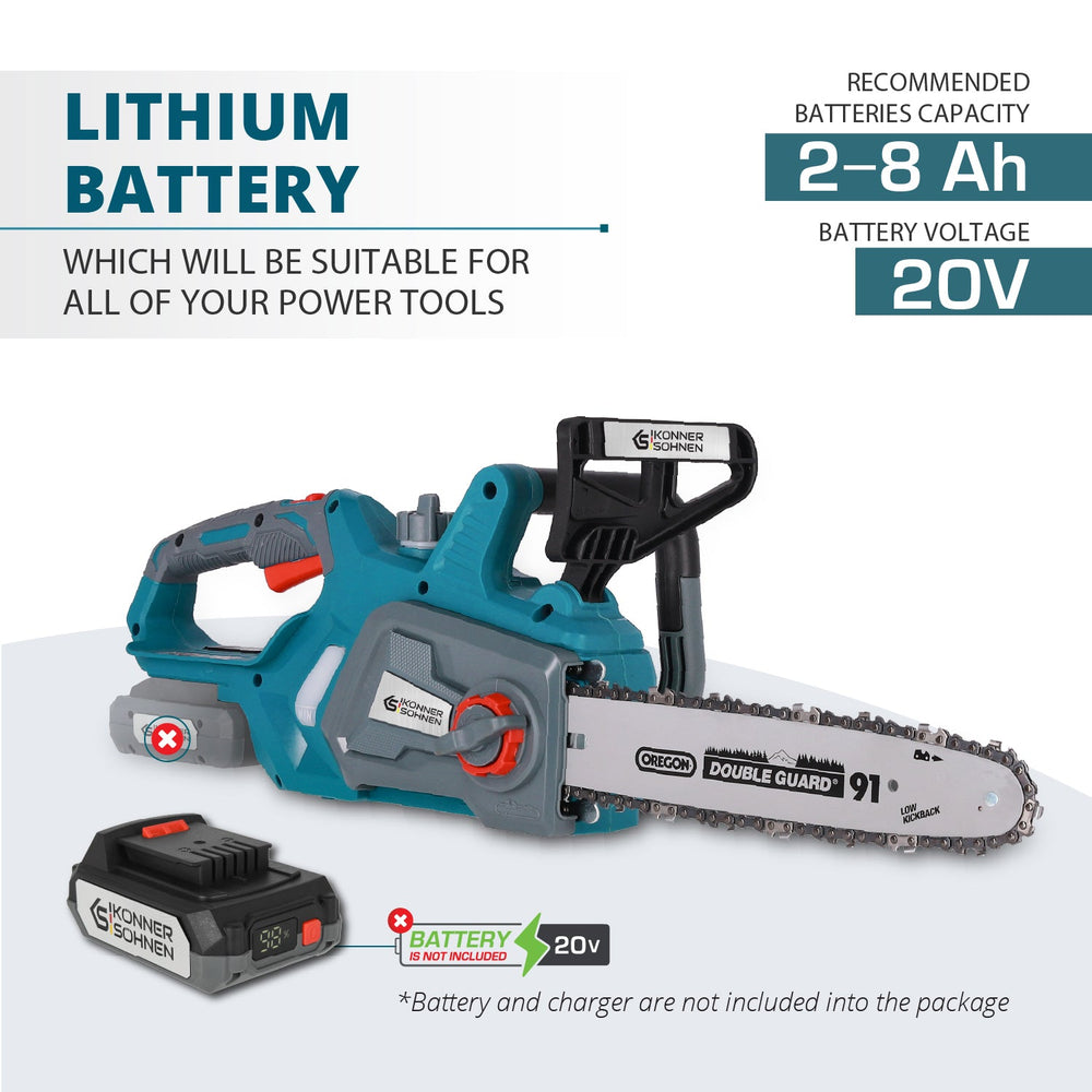 Cordless Chainsaw + Charger + 20V Battery KS CS20V-12 SET