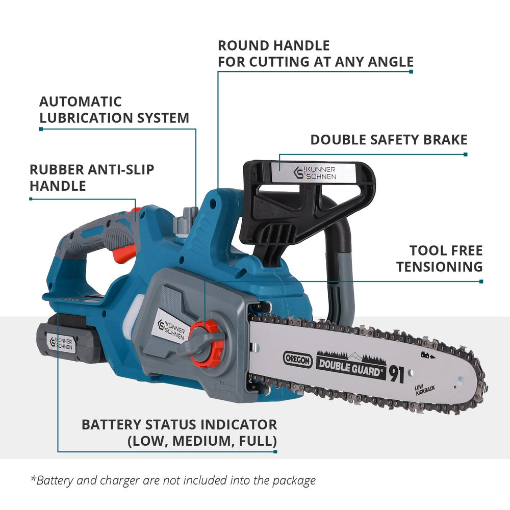 Cordless Chainsaw + Charger + 20V Battery KS CS20V-12 SET