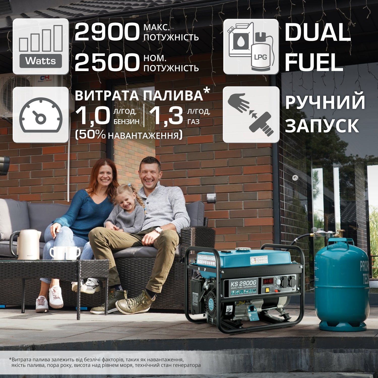 Könner & Söhnen Генератор газобензиновий «Könner & Söhnen» KS 2900G