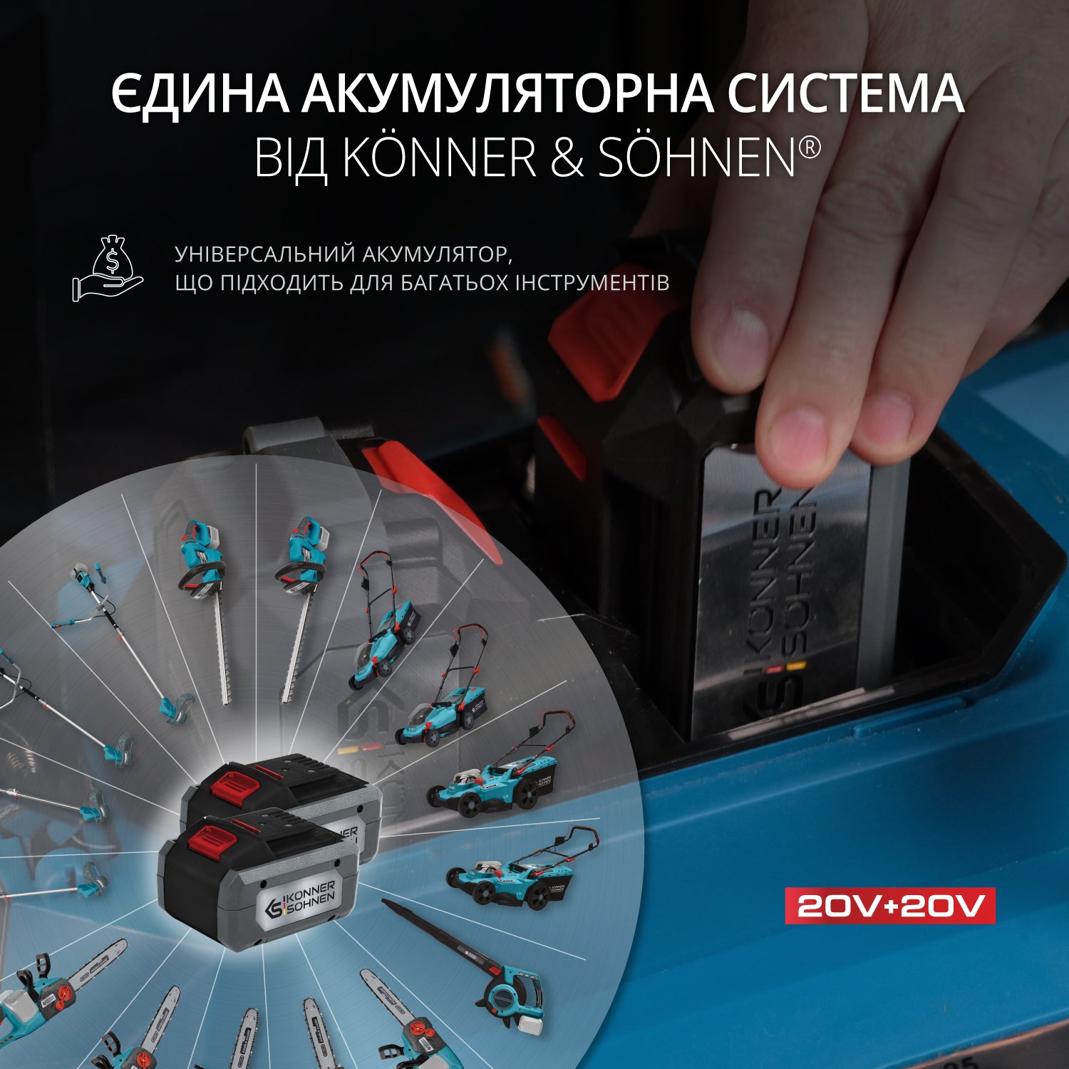 Газонокосарка акумуляторна + Швидкий зарядний пристрій + Акумулятор 2 × 20V KS 43LM-40V SET