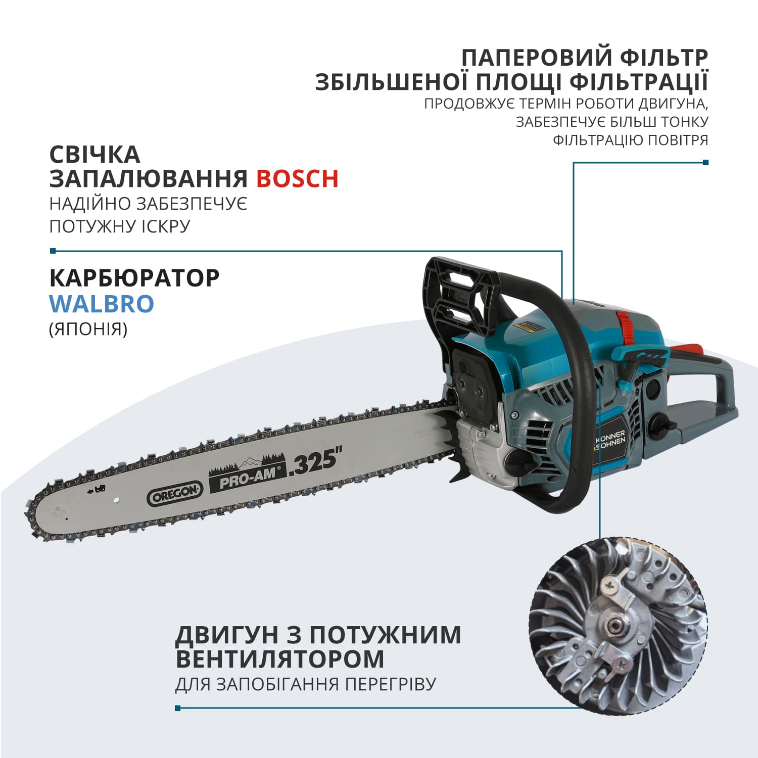 Бензинова пила  KS CS31G-16-1
