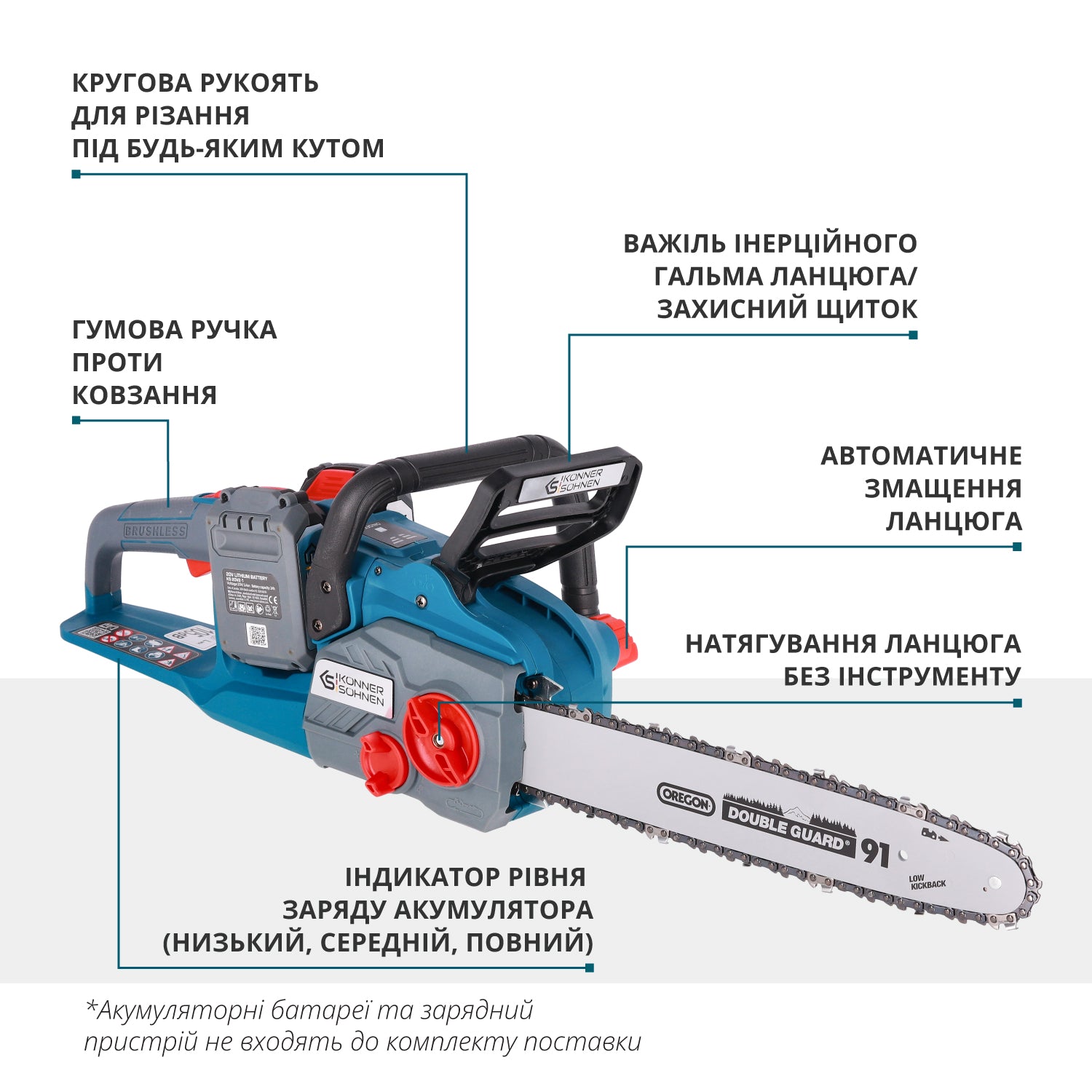 Акумуляторна ланцюгова пила + Швидкий зарядний пристрій + Акумулятор 2 × 20V KS CS40V-14 SET