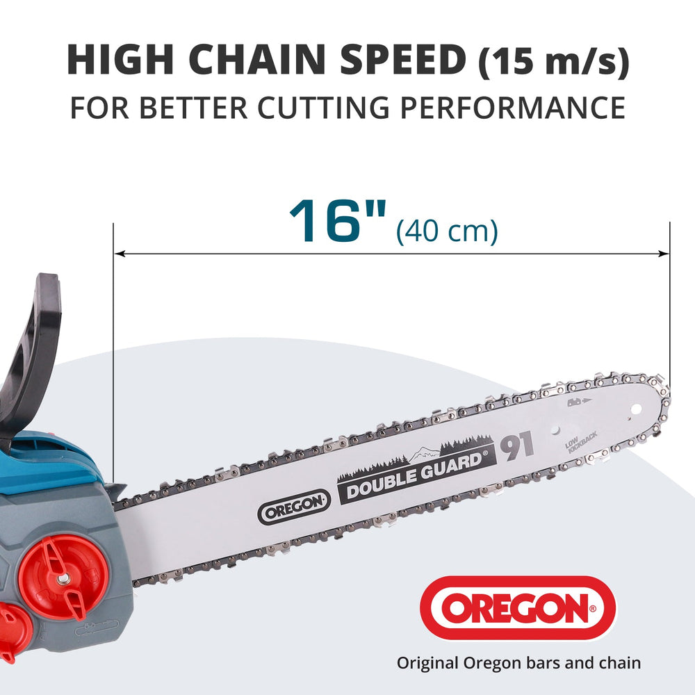 Cordless Chainsaw + Fast Charger + 2 × 20V Batteries KS CS40V-16 SET