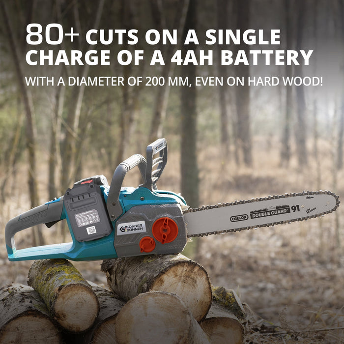 Cordless Chainsaw + Fast Charger + 2 × 20V Batteries KS CS40V-16 SET