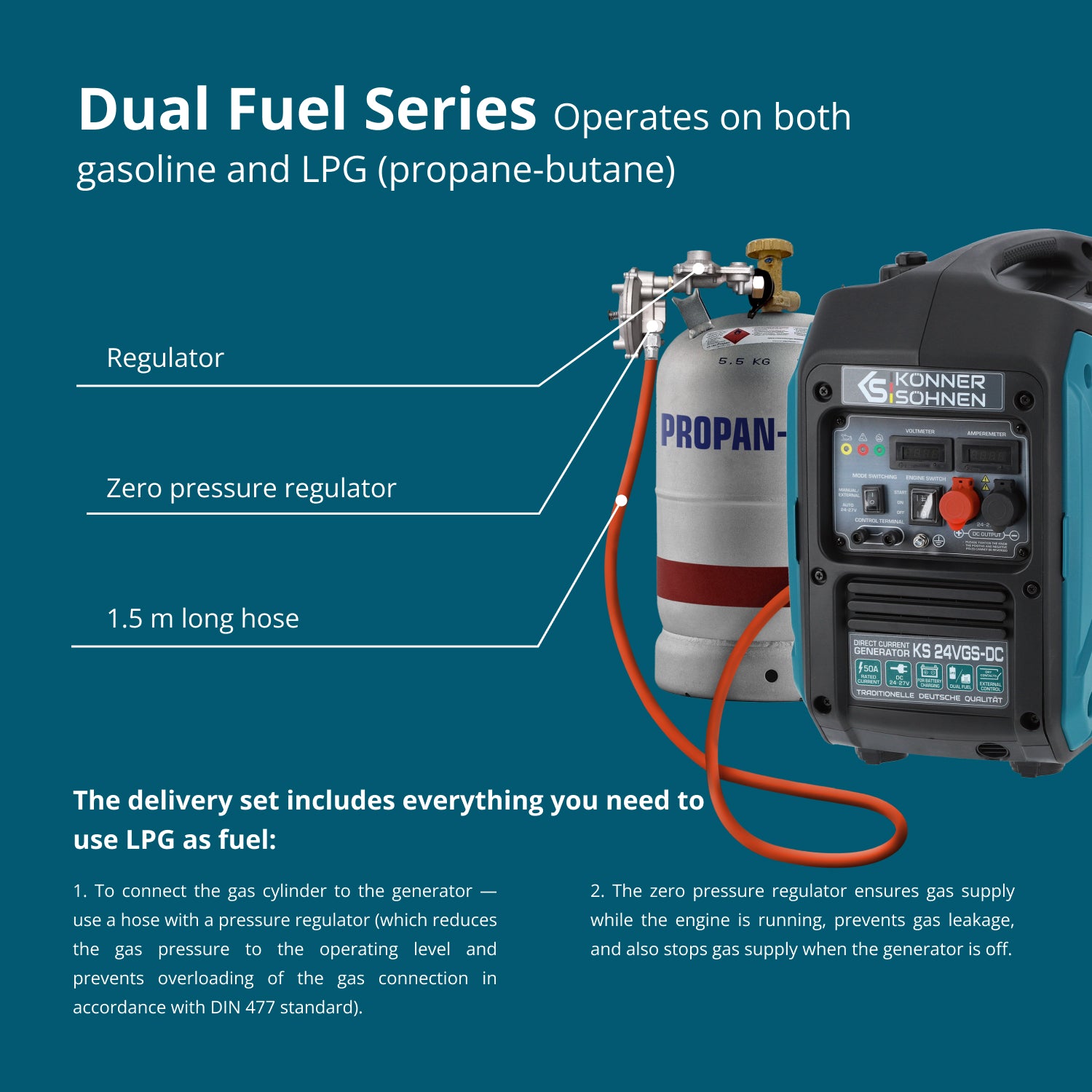 KS 24VGS-DC Constant Voltage Generator with Dual-Fuel System