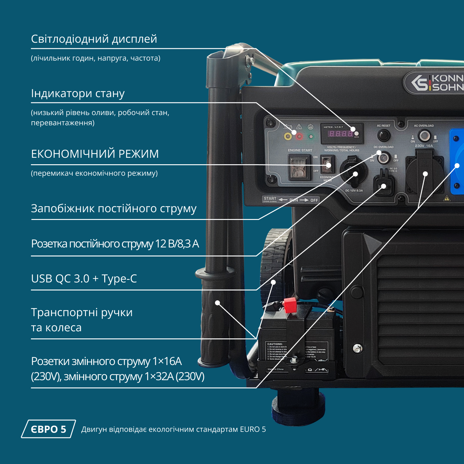 Генератор Інверторний бензиновий генератор KS 6500iE — фото 5