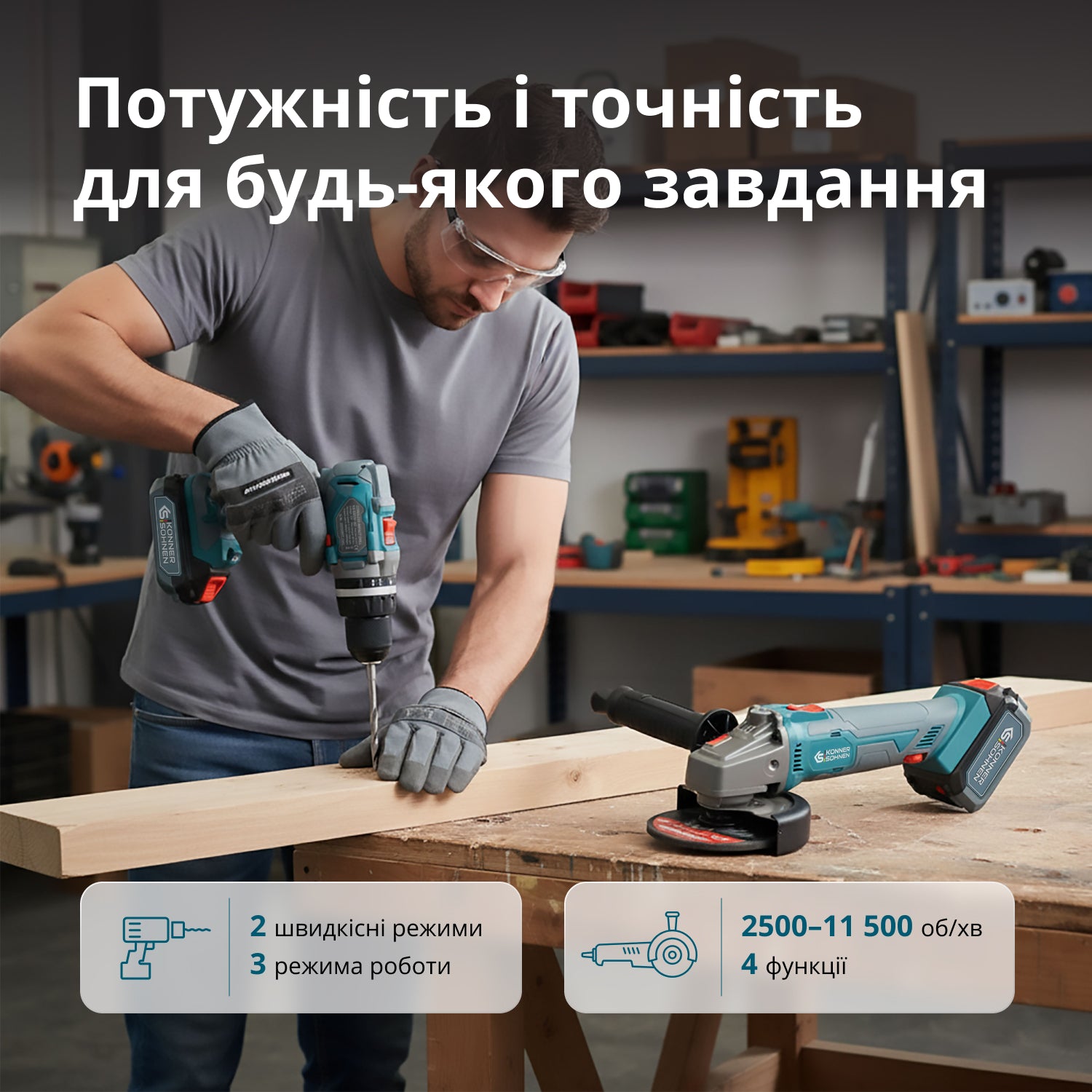 Набір акумуляторного електроінструменту 2-в-1 KS IDAGB 20V SET 1 