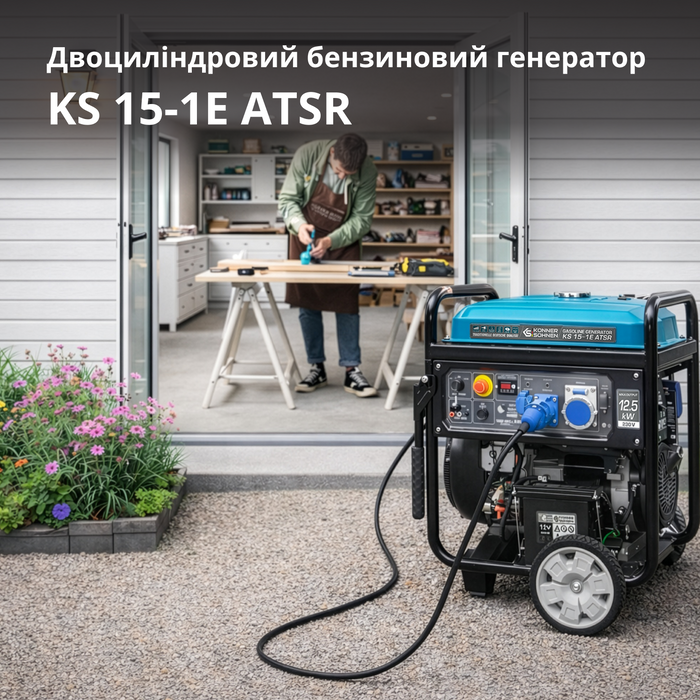 Бензиновий генератор двоциліндровий «Könner & Söhnen» KS 15-1E