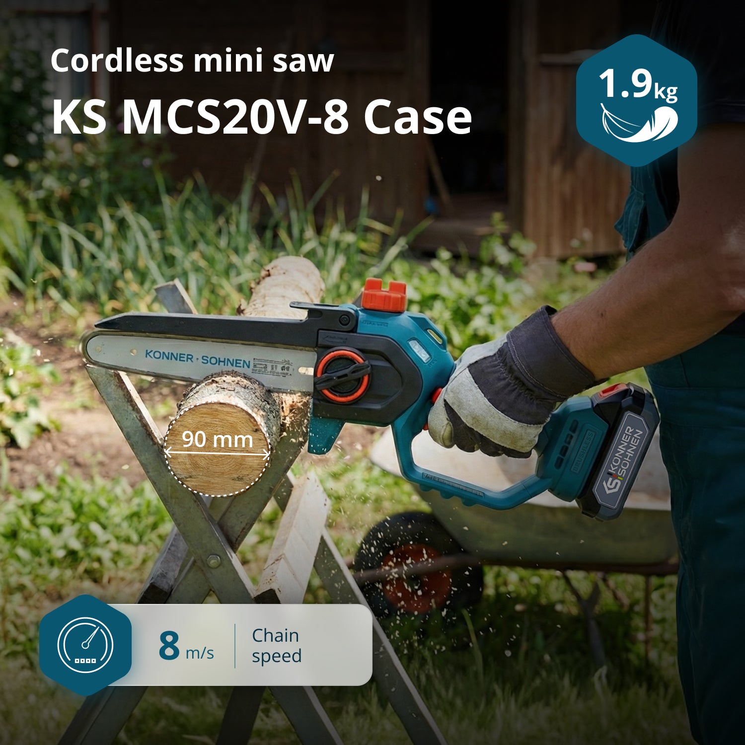 Cordless Mini Chainsaw KS MCS20V-8 Case