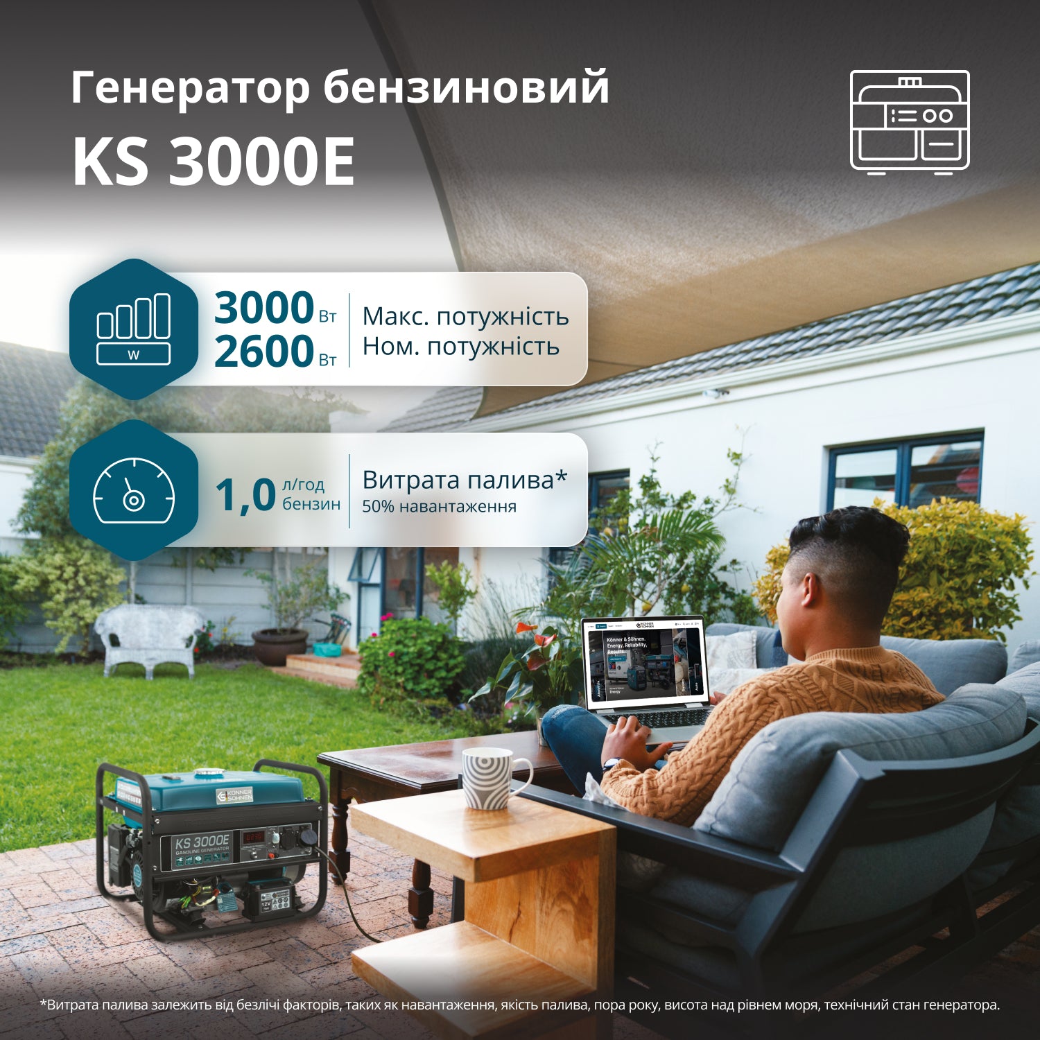 Бензиновий генератор «Könner & Söhnen» KS 3000E