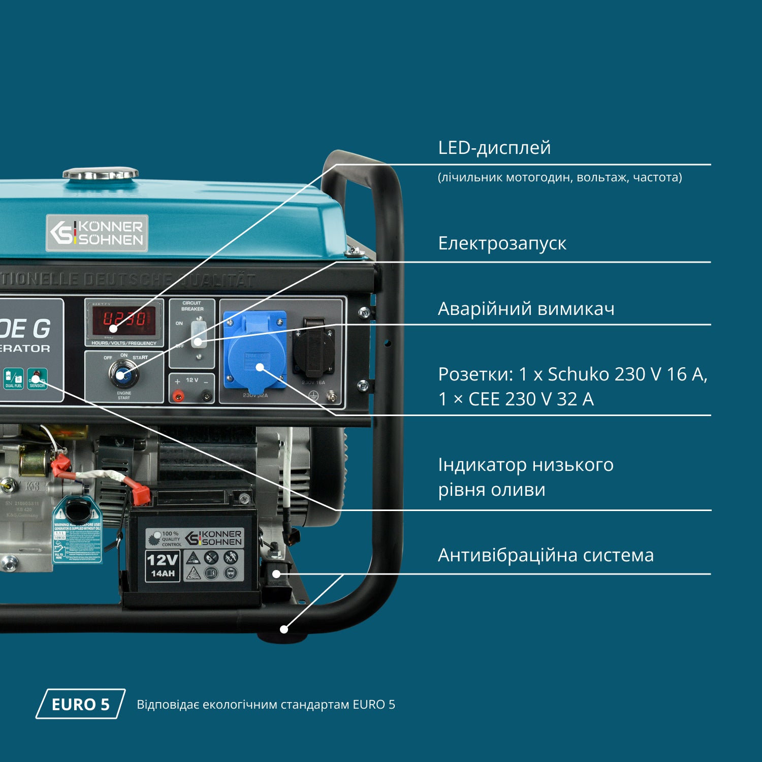 Генератор газобензиновий «Könner & Söhnen» KS 10000E G