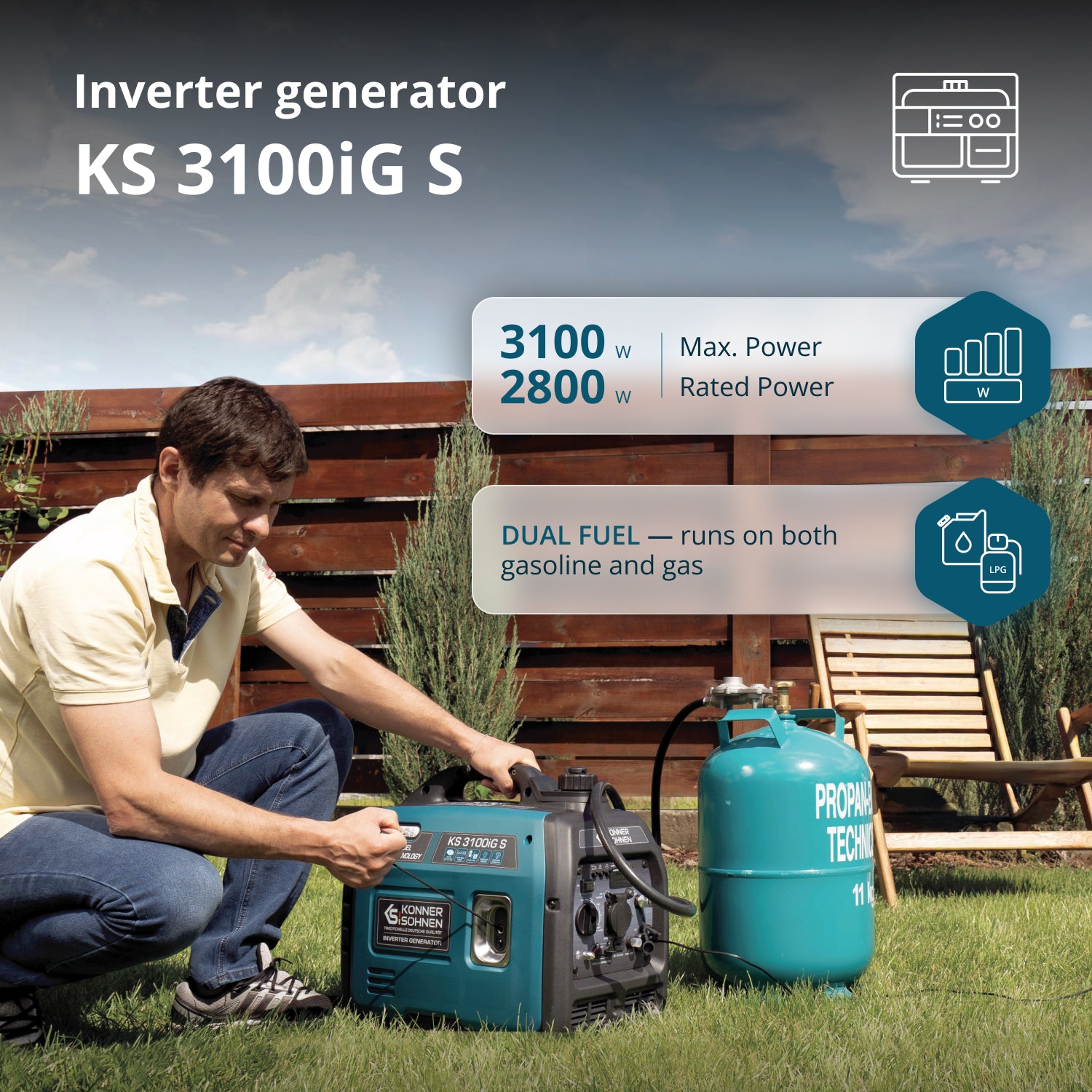 LPG/gasoline inverter generator KS 3100iG S