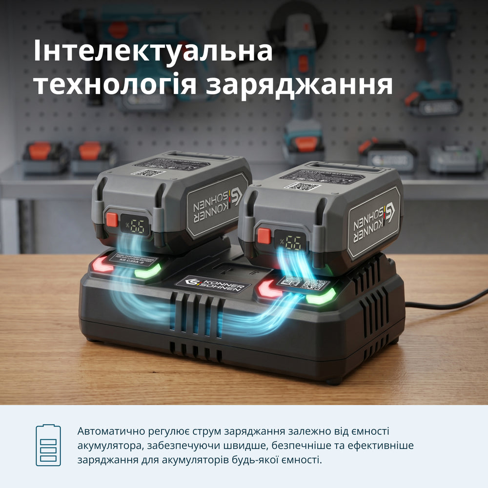 Подвійний швидкий зарядний пристрій для акумуляторних батарей 20V KS C35A-2